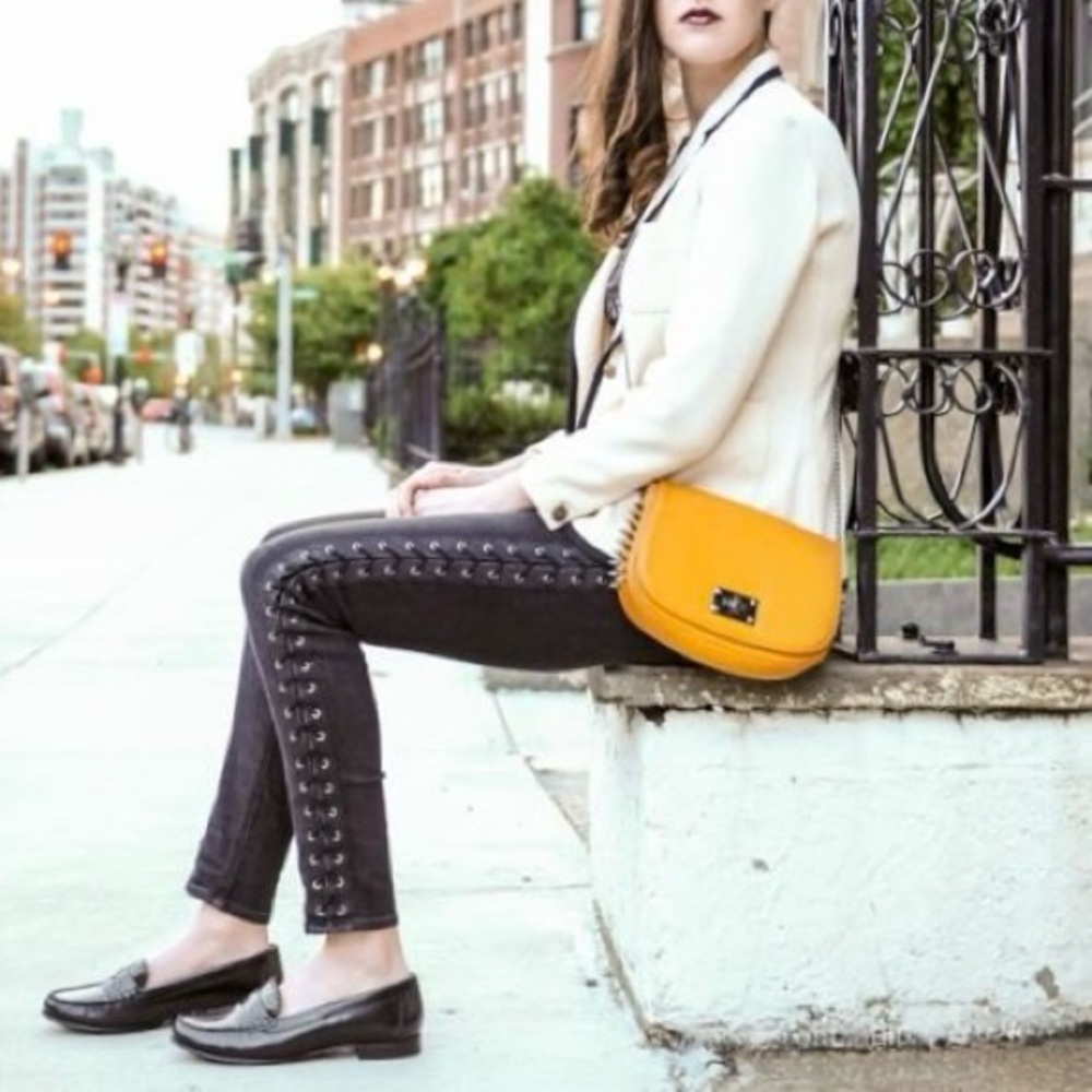 Black Skinny Jeans with Lace-Up Details